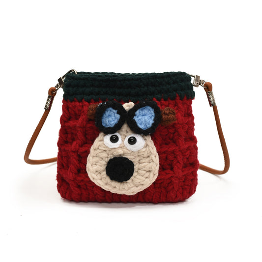 Handmade Crochet Dog Mini Purse - Crochet Earphone Bag with Adorable Dog Design | Cute Coin Purse & Keychain for Women