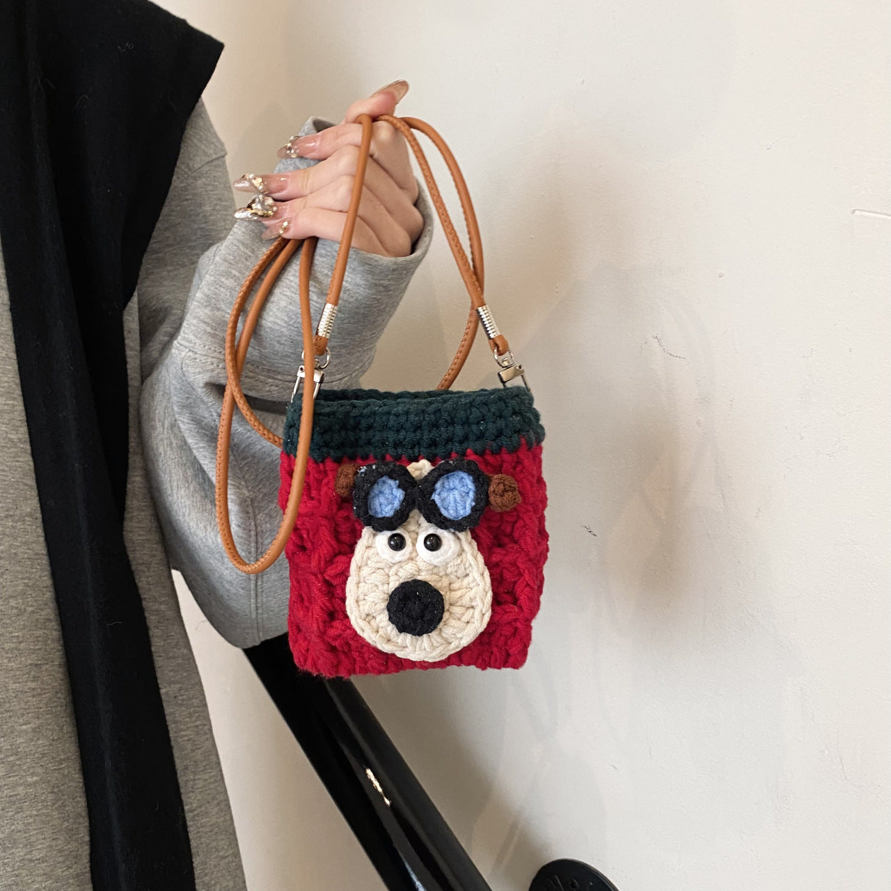 Handmade Crochet Dog Mini Purse - Crochet Earphone Bag with Adorable Dog Design | Cute Coin Purse & Keychain for Women